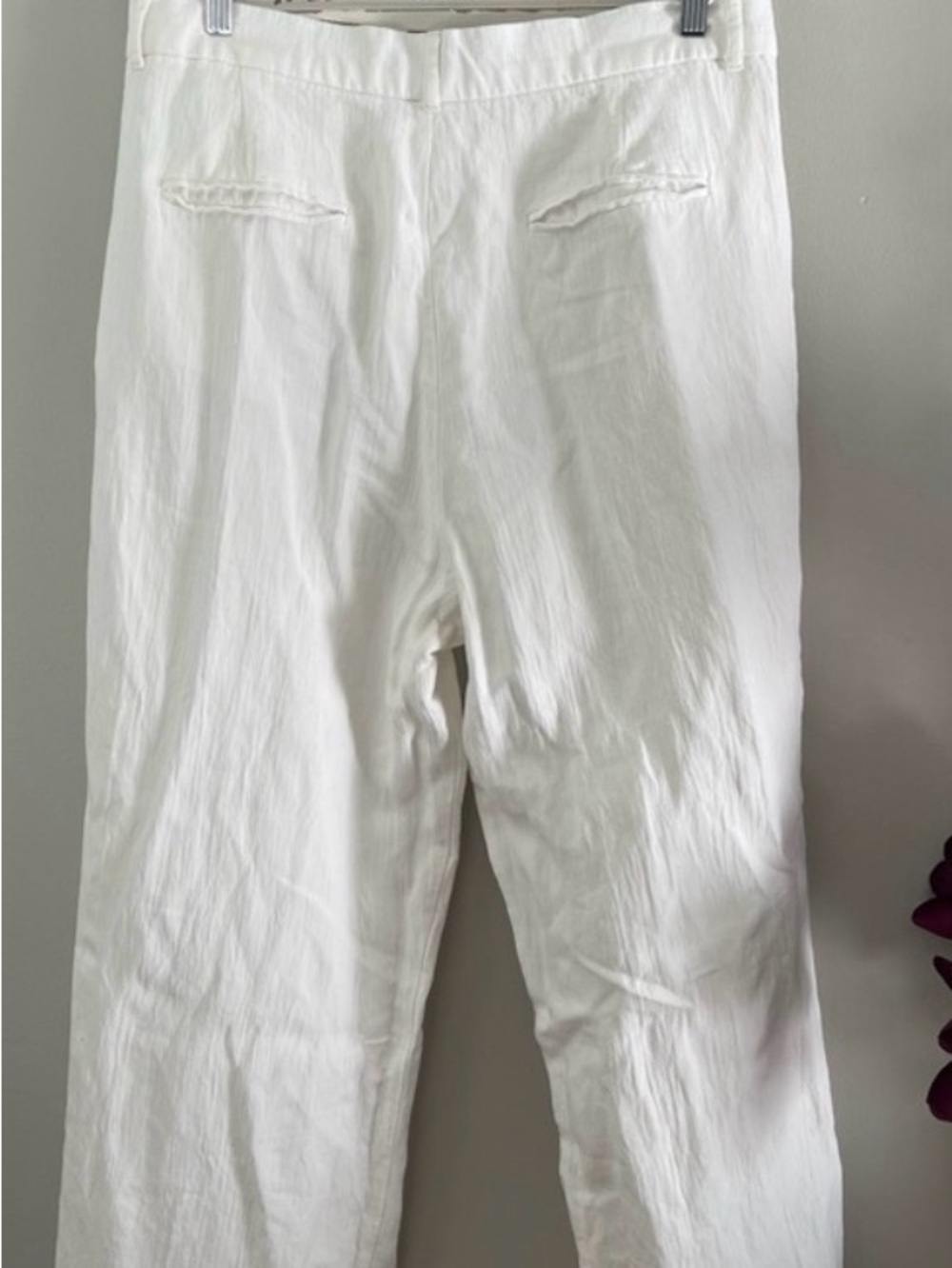 Zara Relaxed White Linen Wide-Leg Pants - Picture 5 of 5